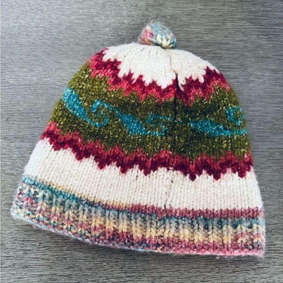 Hand Knit Crochet Boho Wool Winter Beanie Hat - Picture 2 of 4